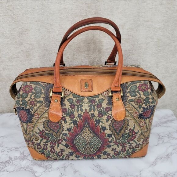 Hartman Vintage Tapestry and Leather Travel Bag Set Train Case and Duffle Bag - Picture 2 of 16